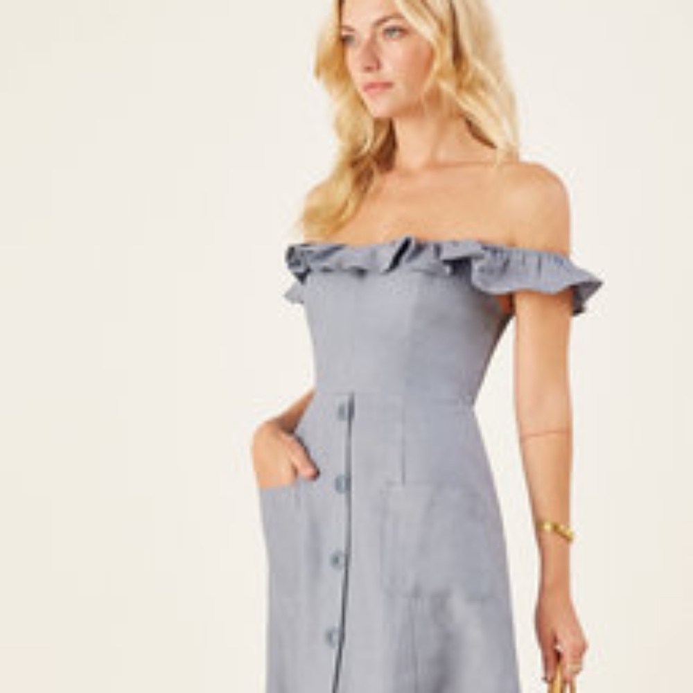Reformation Hattie dress light blue linen